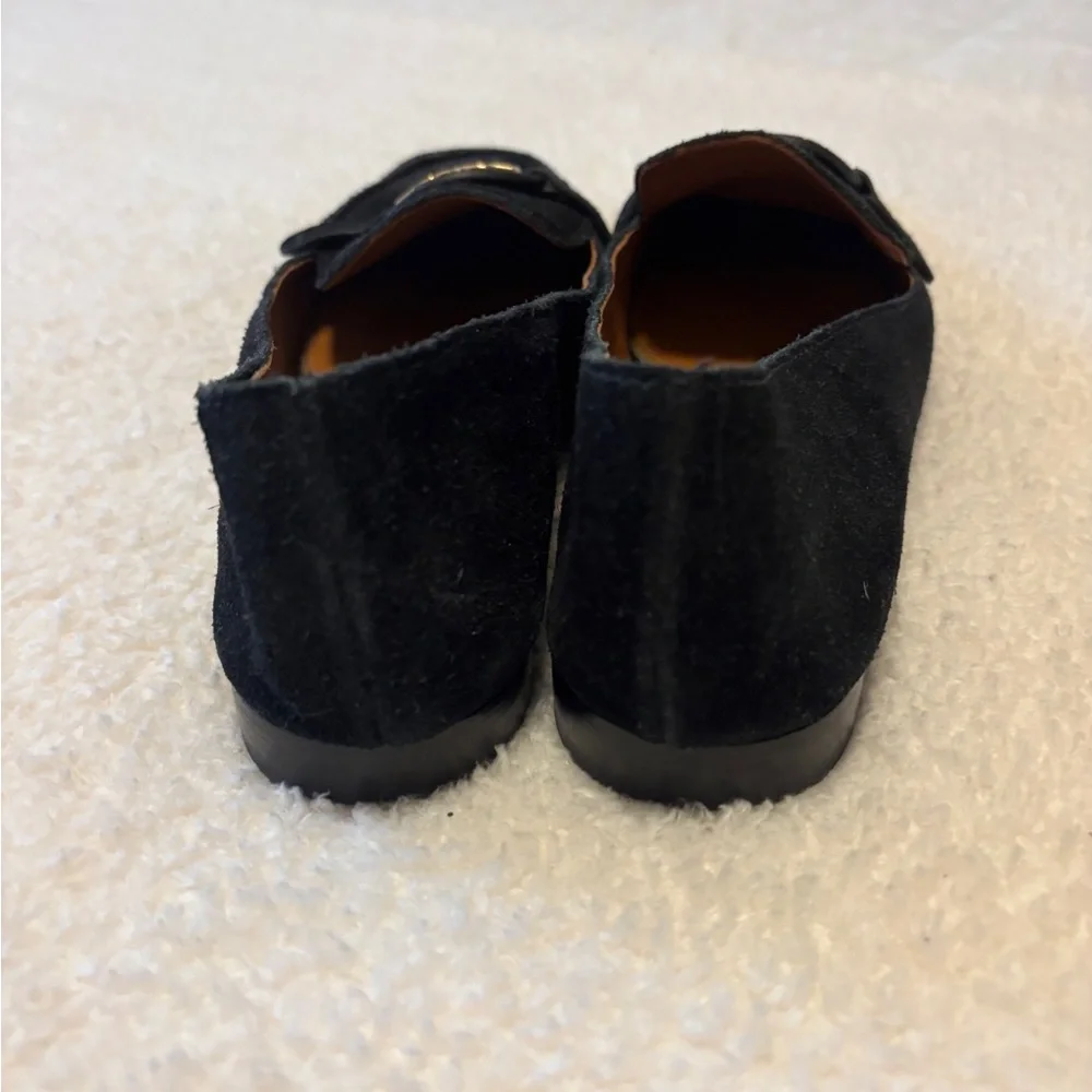 Tory Burch Black Suede loafer Flats with Gold Logo - Picture 4 of 5